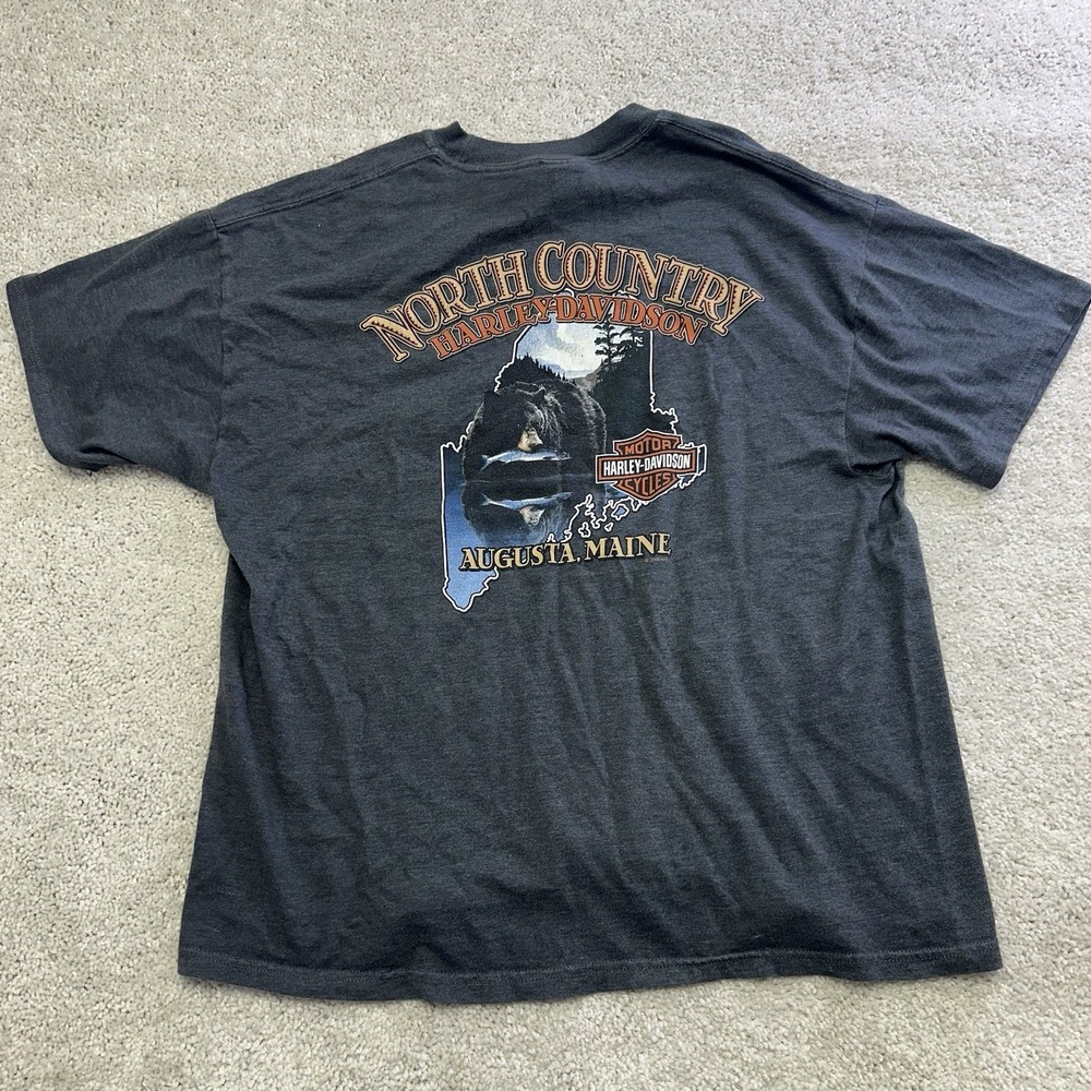 Harley Davidson Motorcycles North Country Augusta Maine Tee Shirt Gray Men's XL
